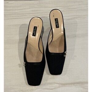 Kate Spade NY “Life Of The Party” Slip On Mules Fabric and Rhinestone Charm 7.5B